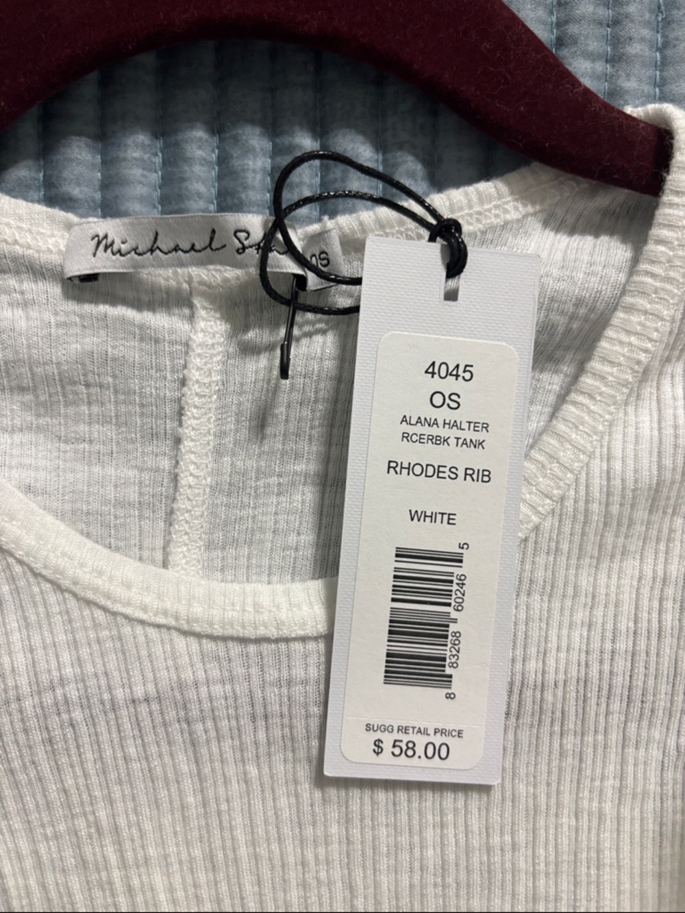 NWT Michael Stars White Ribbed Tank Top - Picture 3 of 4